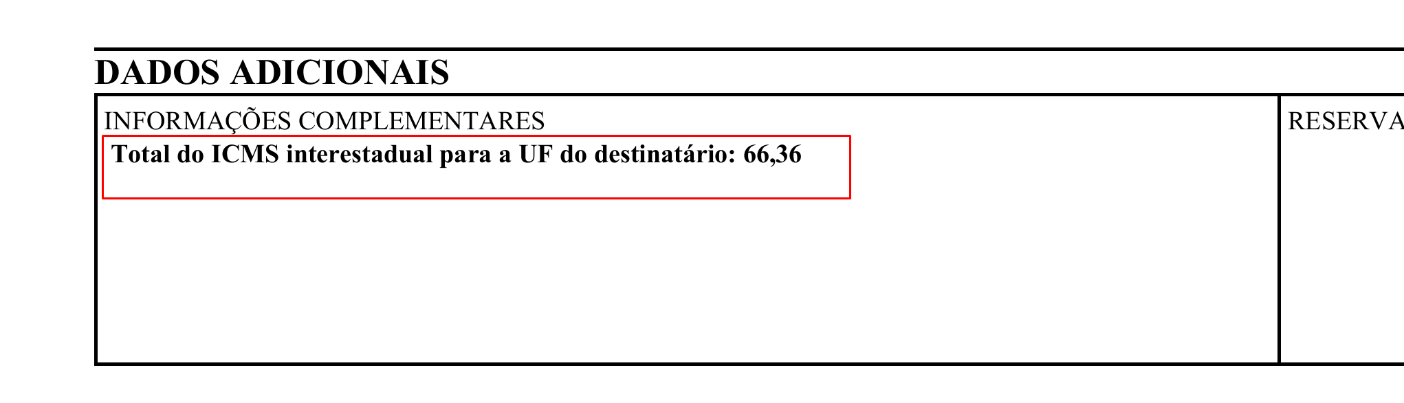 Exemplo 2 do parâmetro MensagemPartilhaAutomatica no DANFE.