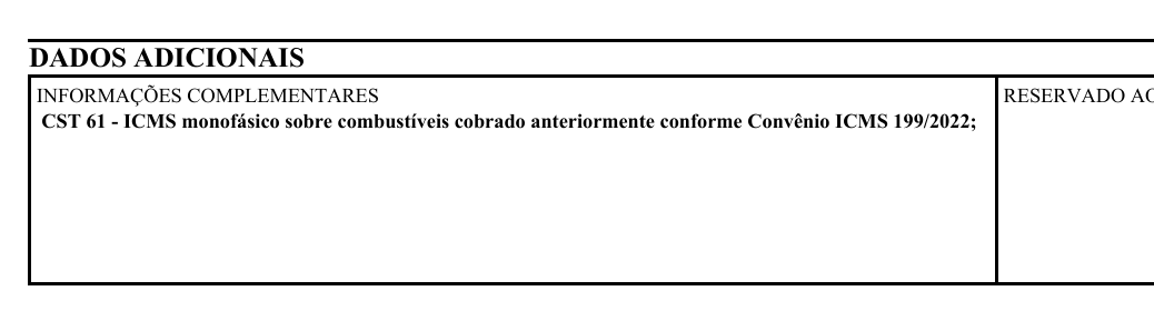 Exemplo 2 do parâmetro MensagemIcmsMonofasico no DANFE.