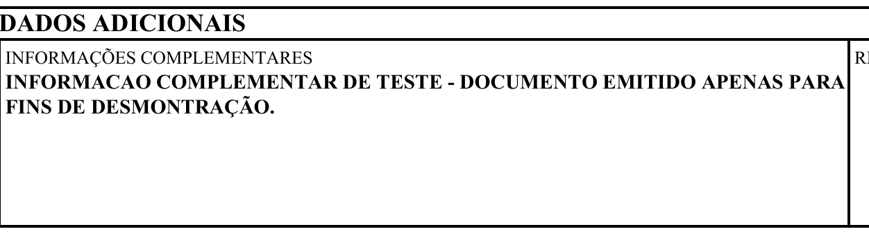 Exemplo 2 do parâmetro TamanhoFonteInfCpl no DANFE.