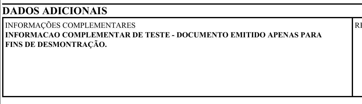 Exemplo 1 do parâmetro TamanhoFonteInfCpl no DANFE.