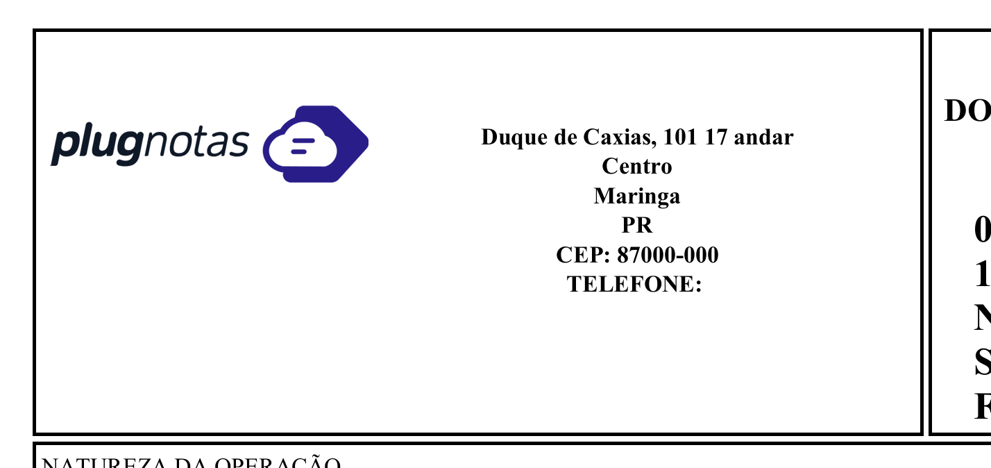 Exemplo do parâmetro RetirarRazaoSocialLogo no DANFE.