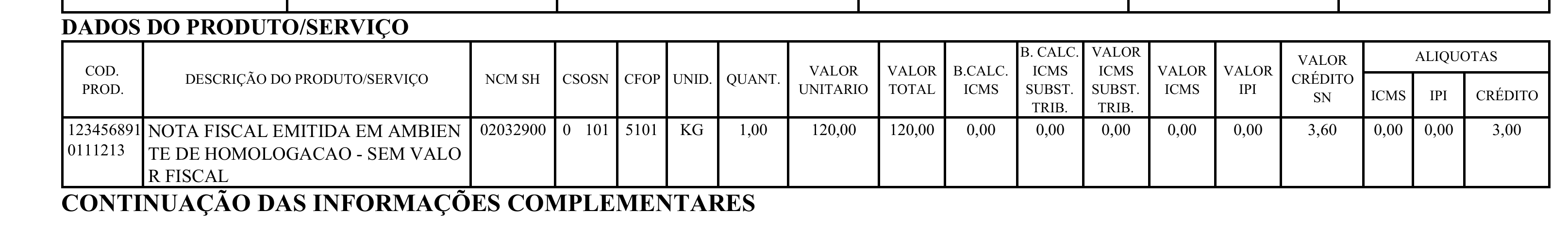 Exemplo 1 do parâmetro RetirarValorTributosProdServicos no DANFE.